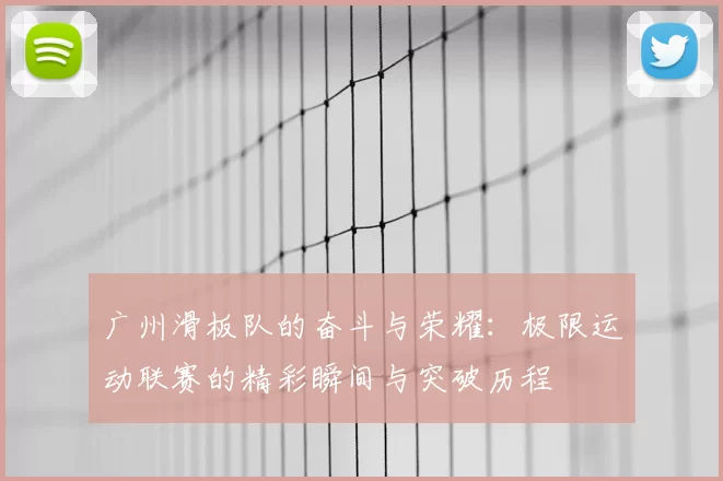 广州滑板队的奋斗与荣耀：极限运动联赛的精彩瞬间与突破历程